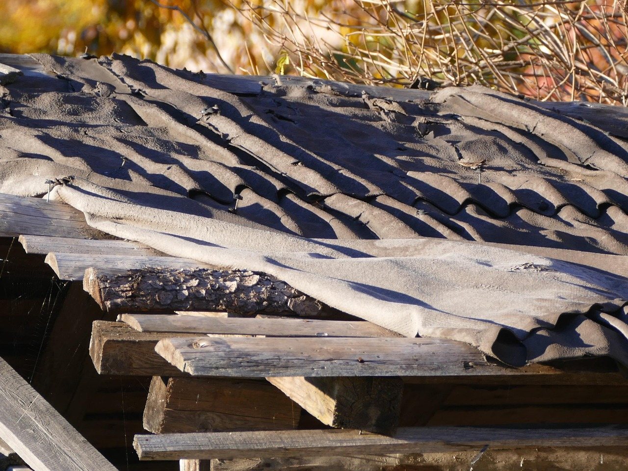 Damaged roof documented before an insurance claim
